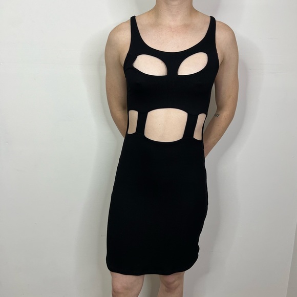 Michael Lauren Dresses & Skirts - REVOLVE Michael Lauren Dress Black Ribbed Knit Cut Out Sample Size Small NEW